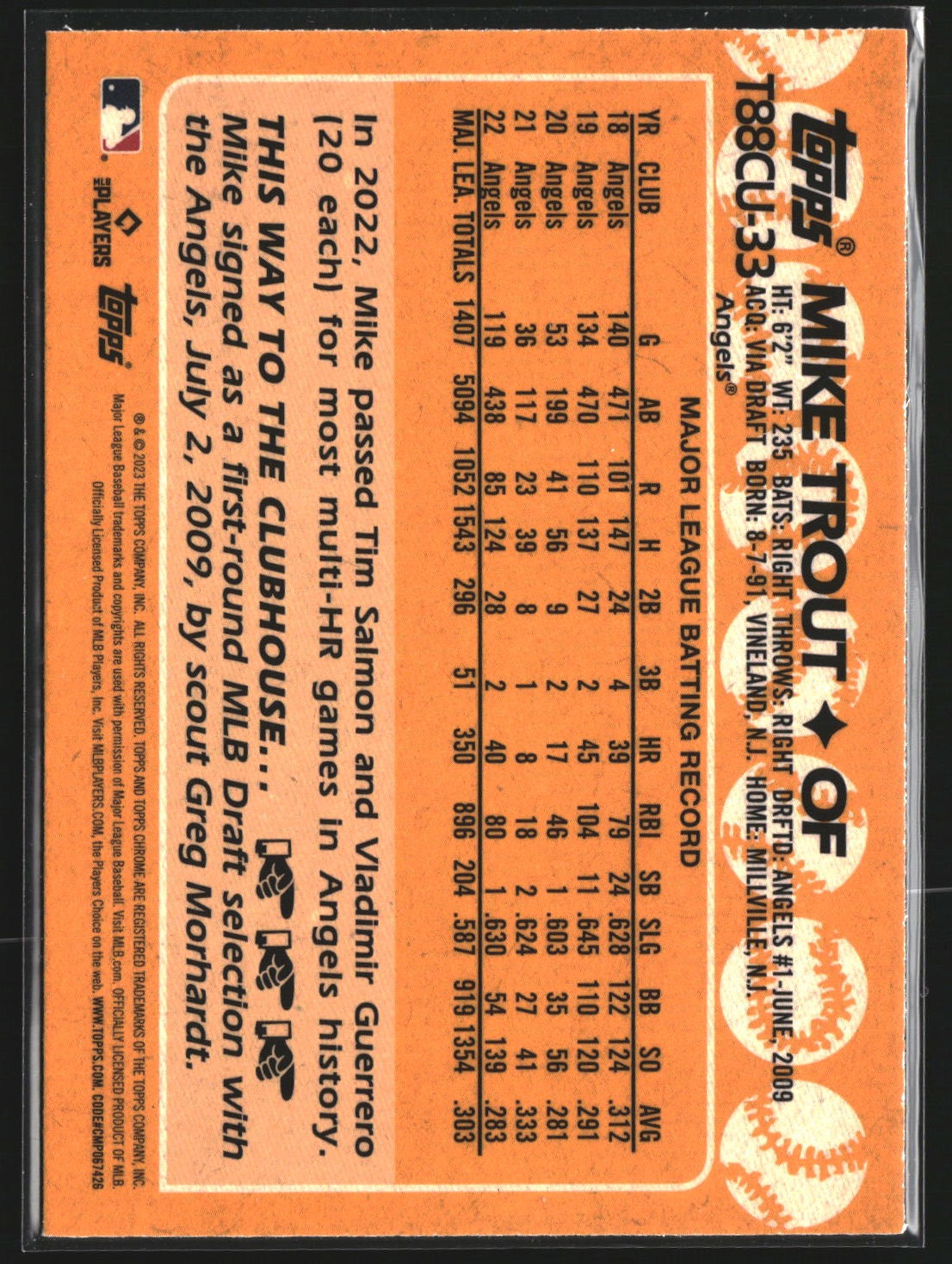 Mike Trout 2023 Topps Update T88CU-33 1988 Topps Baseball 35th Chrome Angels