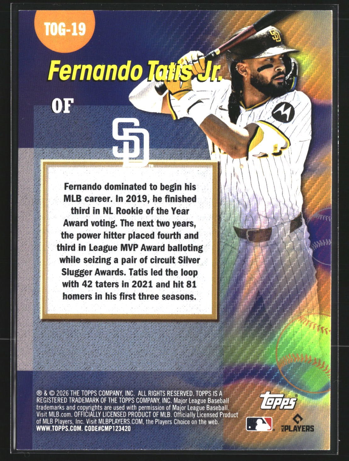 Fernando Tatis Jr. 2026 Topps TOG-19 Titans of the Game San Diego Padres