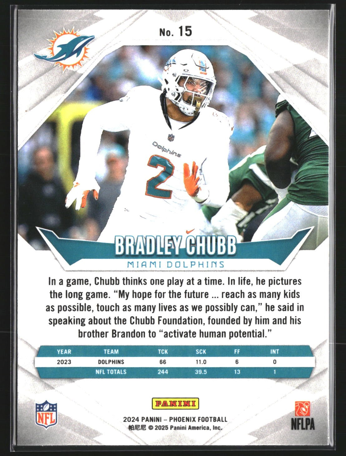 Bradley Chubb 2024 Panini Phoenix 15 Orange Miami Dolphins