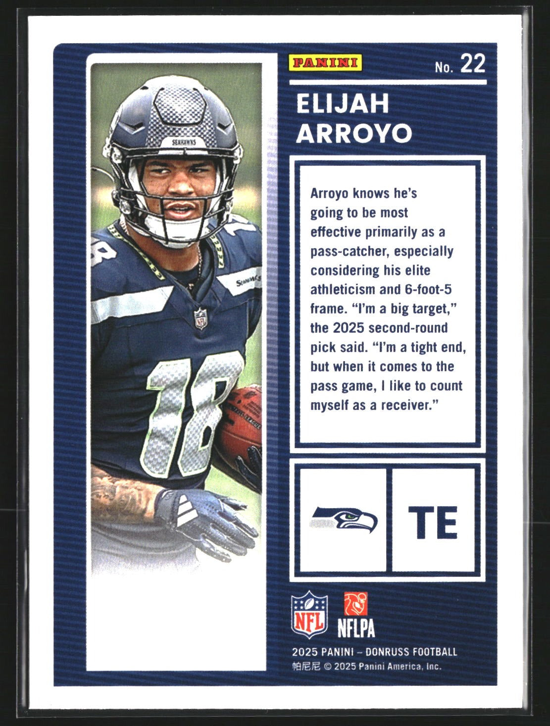 Elijah Arroyo 2025 Donruss 22 The Rookies Seattle Seahawks