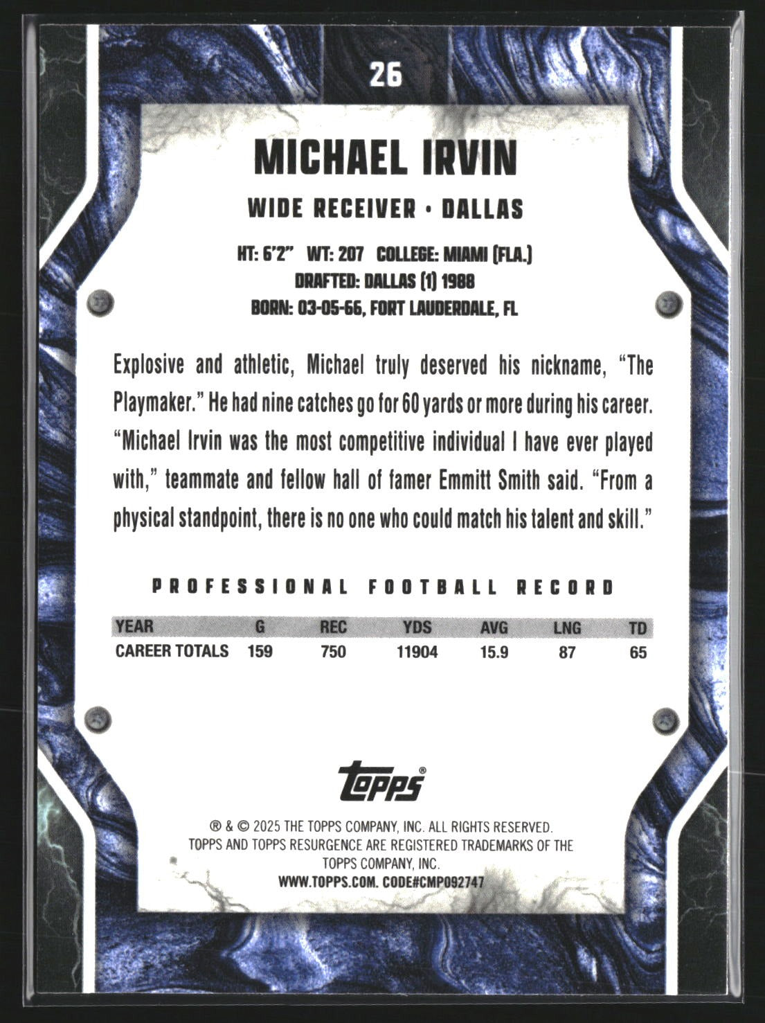Michael Irvin 2024 Topps Resurgence 26 Prism HOF Dallas Cowboys