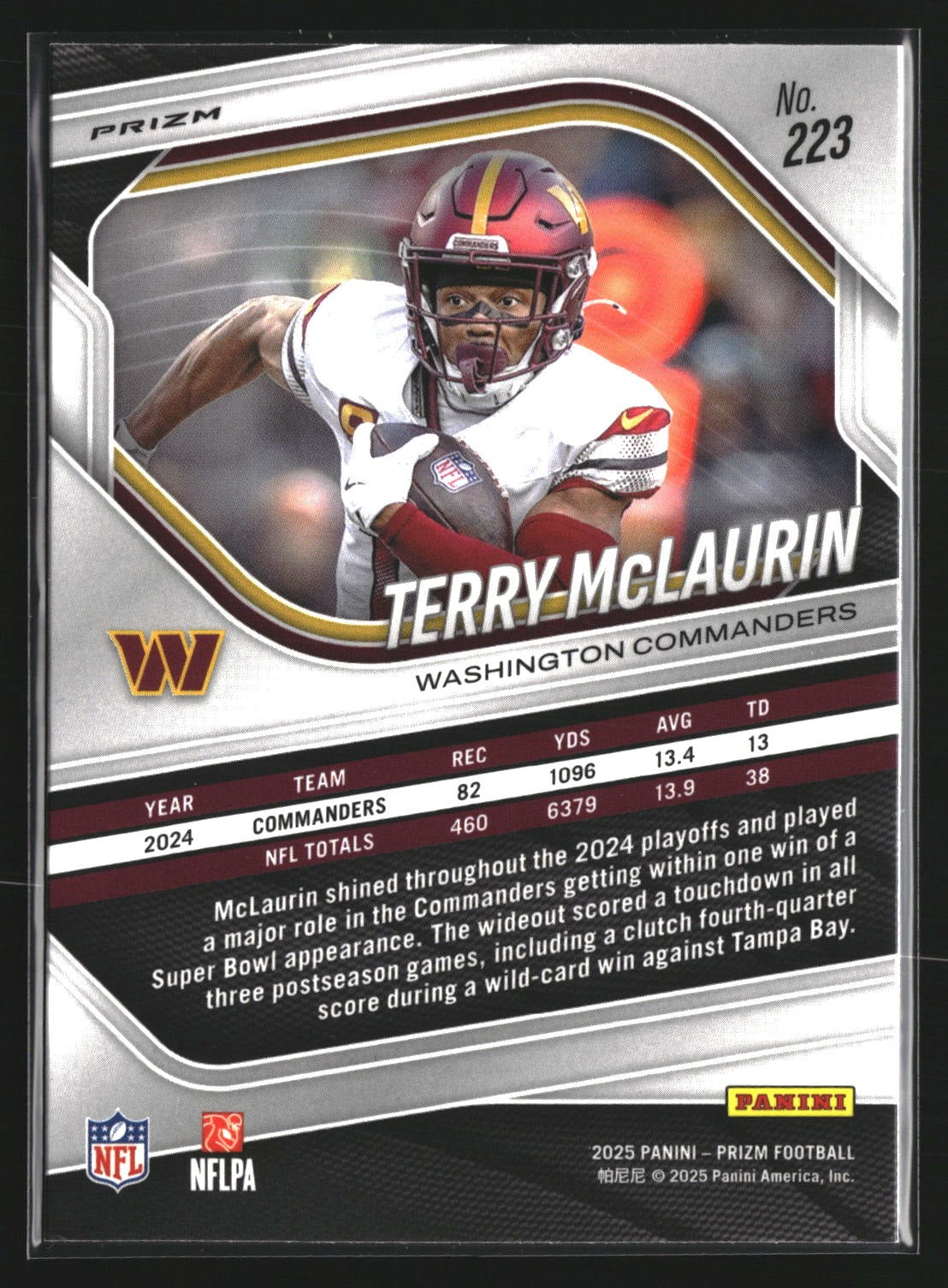 Terry McLaurin 2025 Panini Prizm 223 Silver Washington Commanders