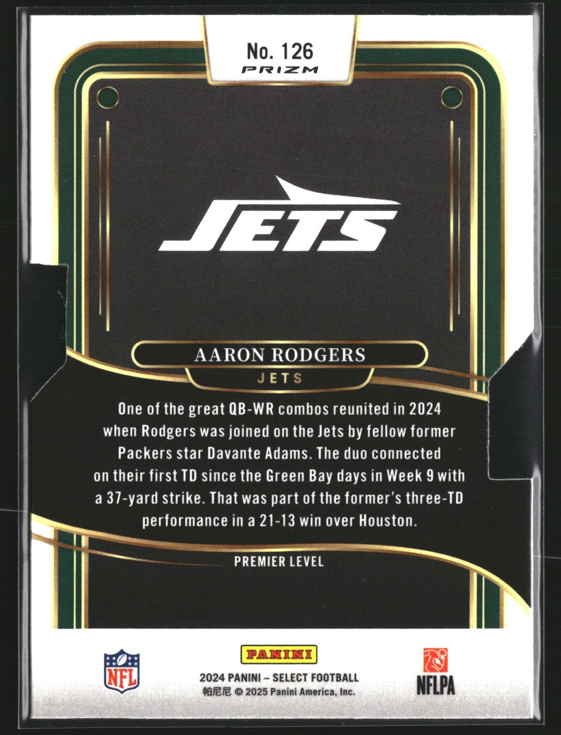 Aaron Rodgers 2024 Panini Select 126 Silver Prizm Die Cut New York Jets