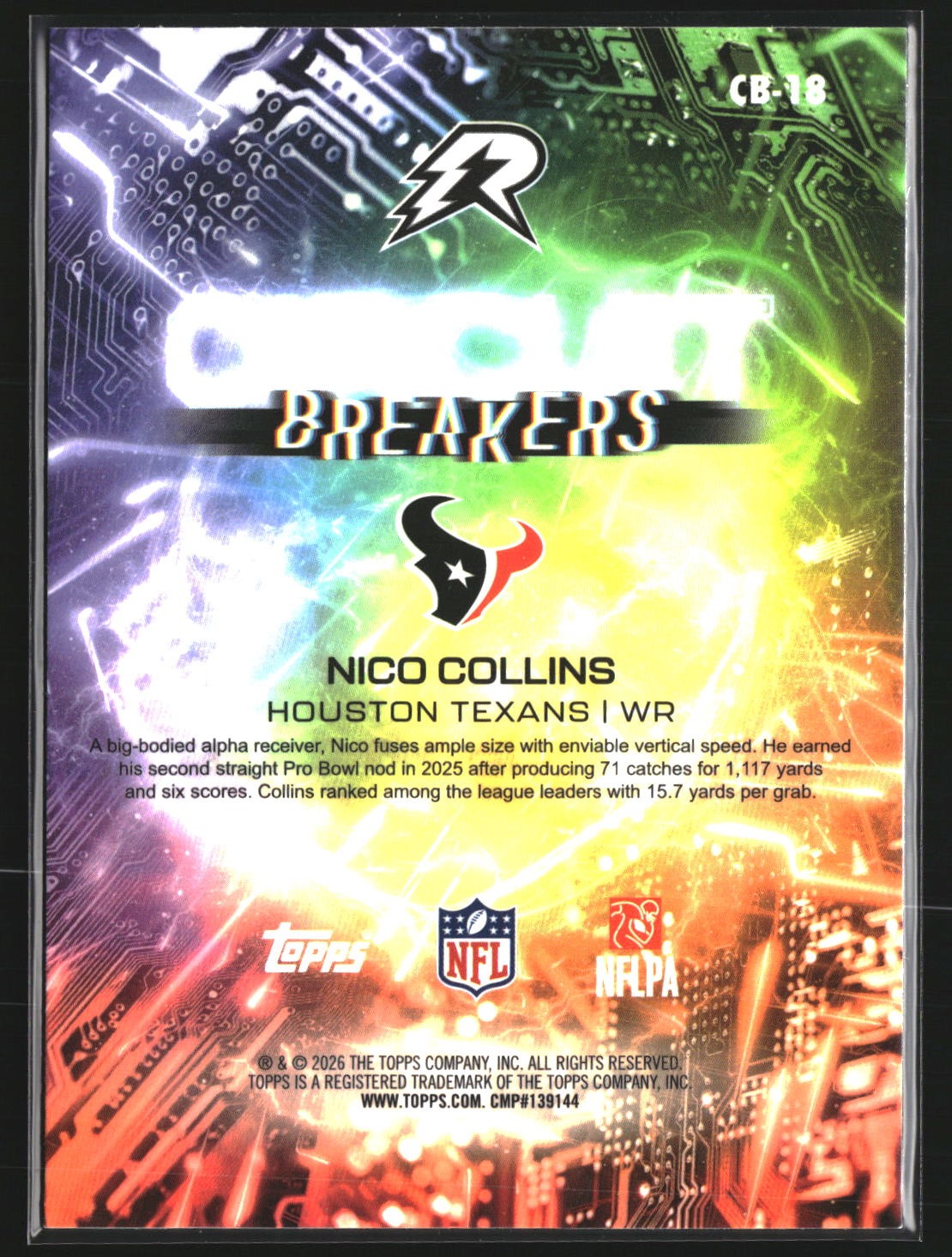 Nico Collins 2025 Topps Resurgence CB-18 Circuit Breakers Houston Texans