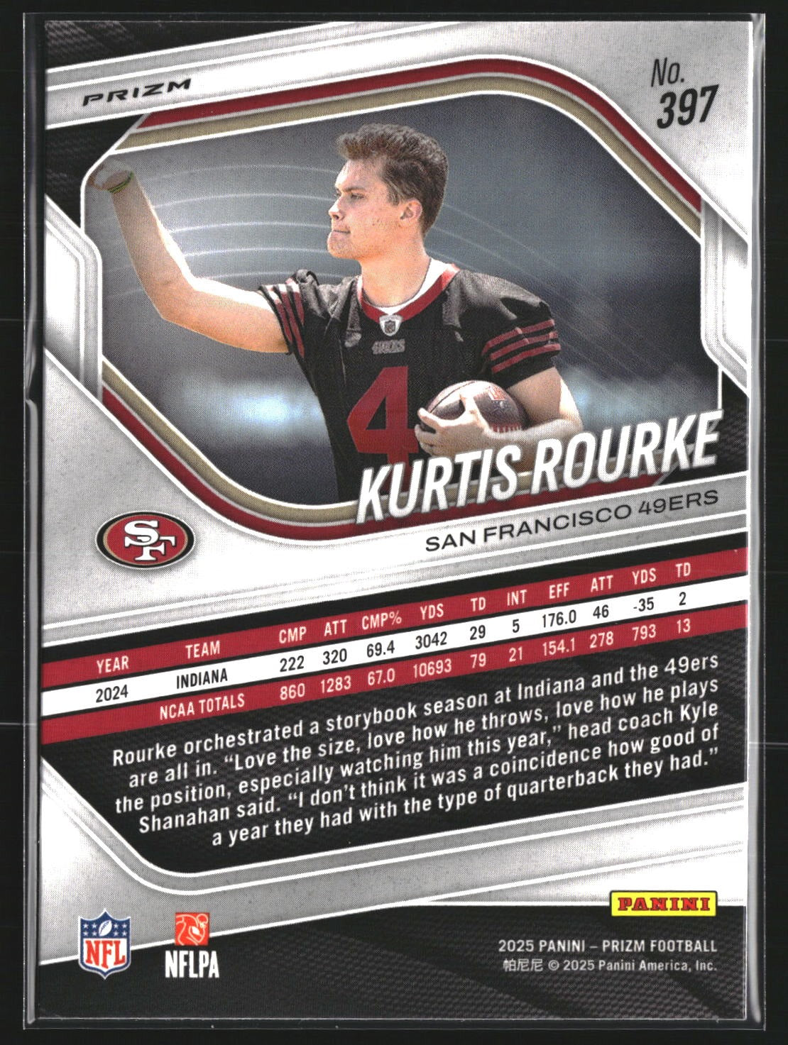 Kurtis Rourke 2025 Panini Prizm 397 White Disco San Francisco 49ers
