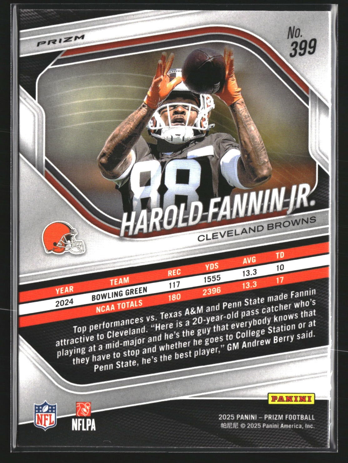 Harold Fannin Jr. 2025 Panini Prizm 399 White Disco Cleveland Browns