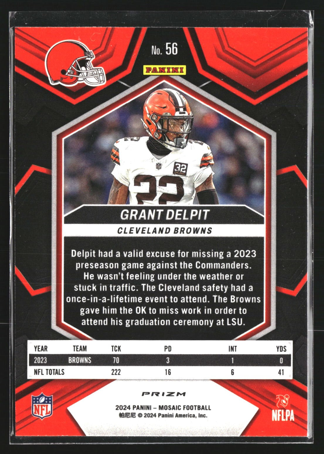 Grant Delpit 2024 Panini Mosaic 56 Mosaic Cleveland Browns