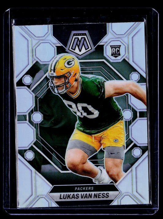 Lukas Van Ness 2023 Panini Mosaic 342 Silver Prizm RC RC Green Bay Packers