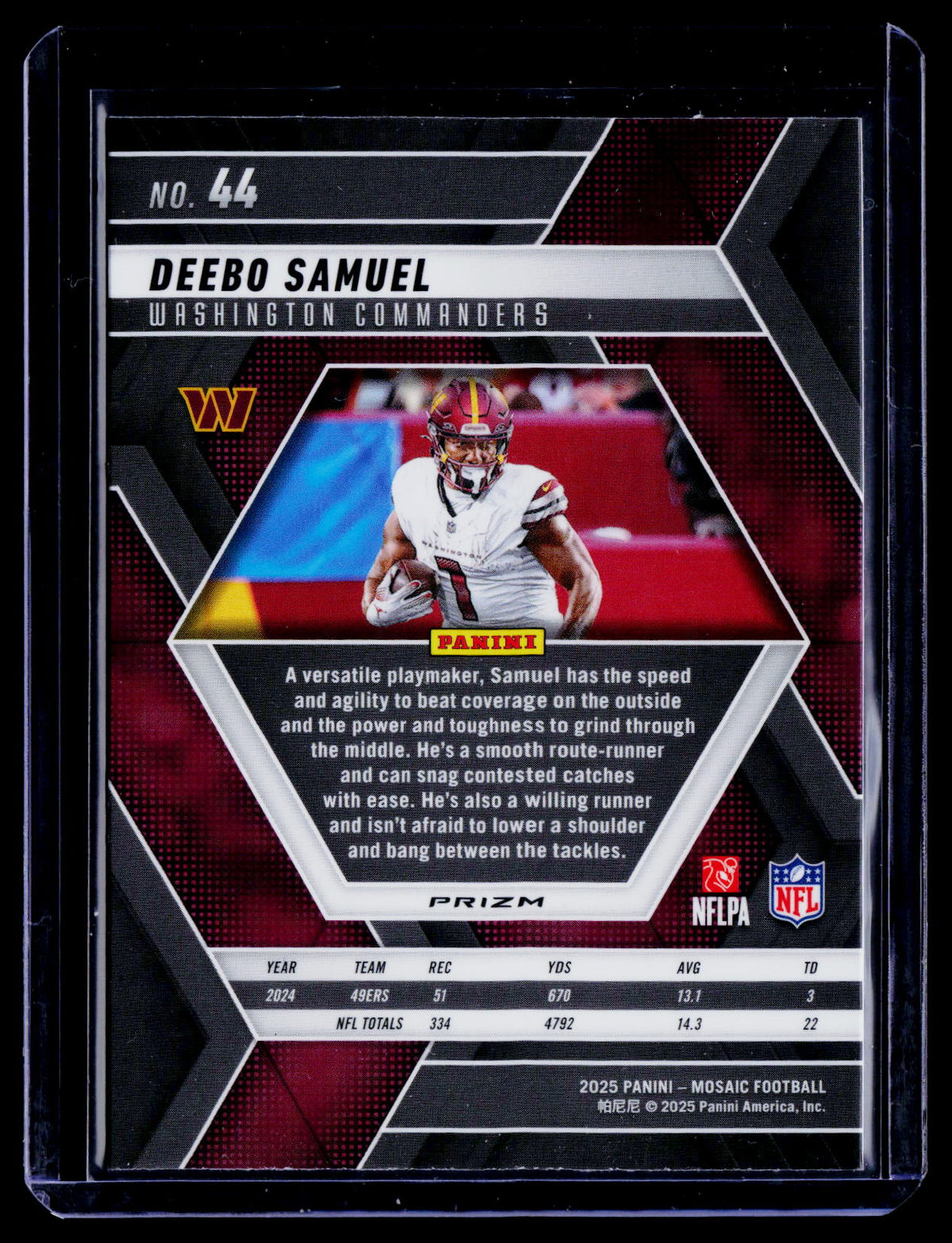 Deebo Samuel 2025 Panini Mosaic 44 Mosaic Reactive Blue Washington Commanders