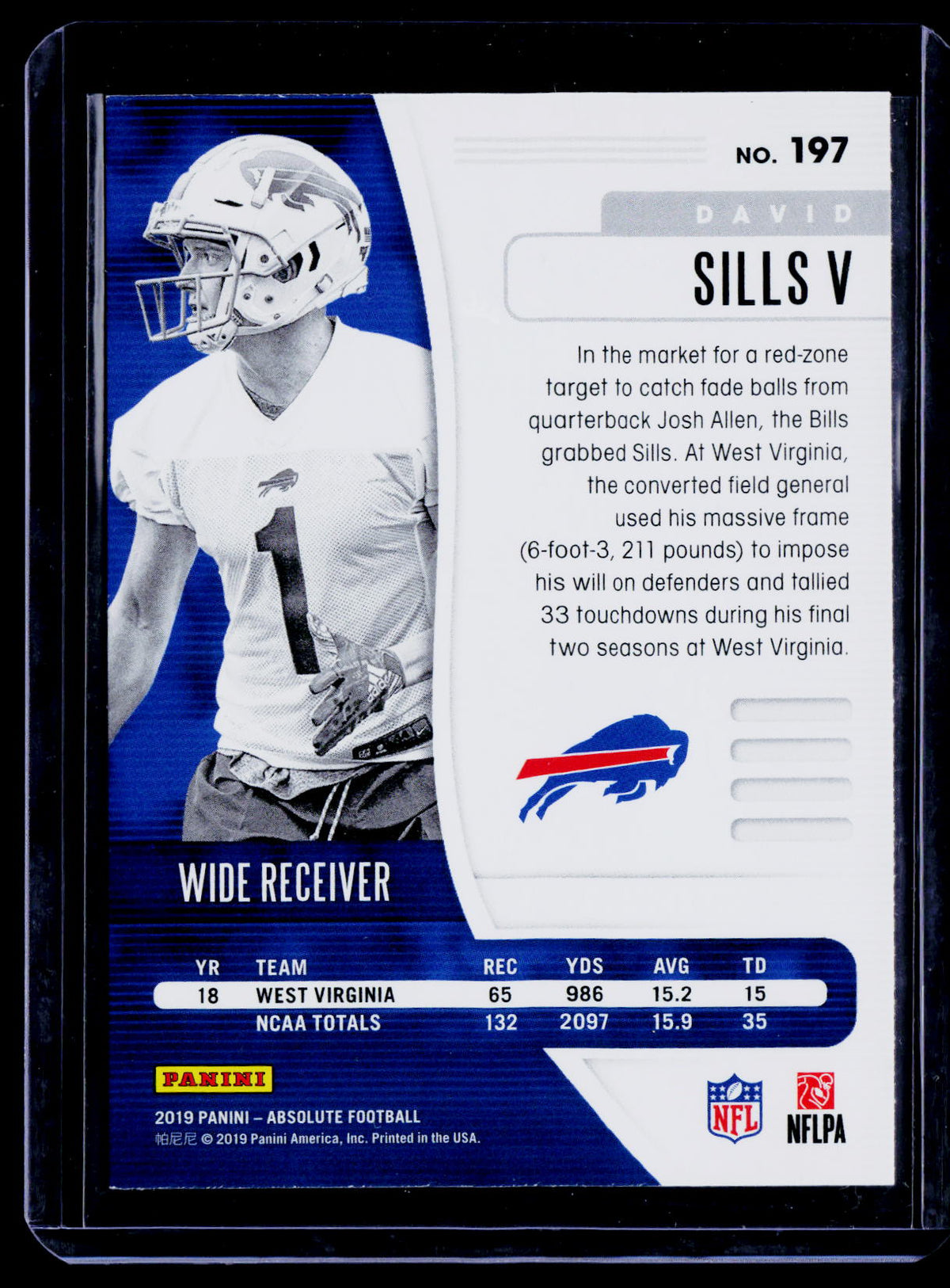 David Sills V 2019 Panini Absolute 197 Blue RC RC Buffalo Bills