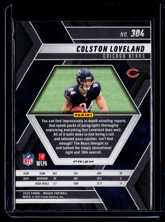 Colston Loveland 2025 Panini Mosaic 304 Mosaic Green RC RC Chicago Bears