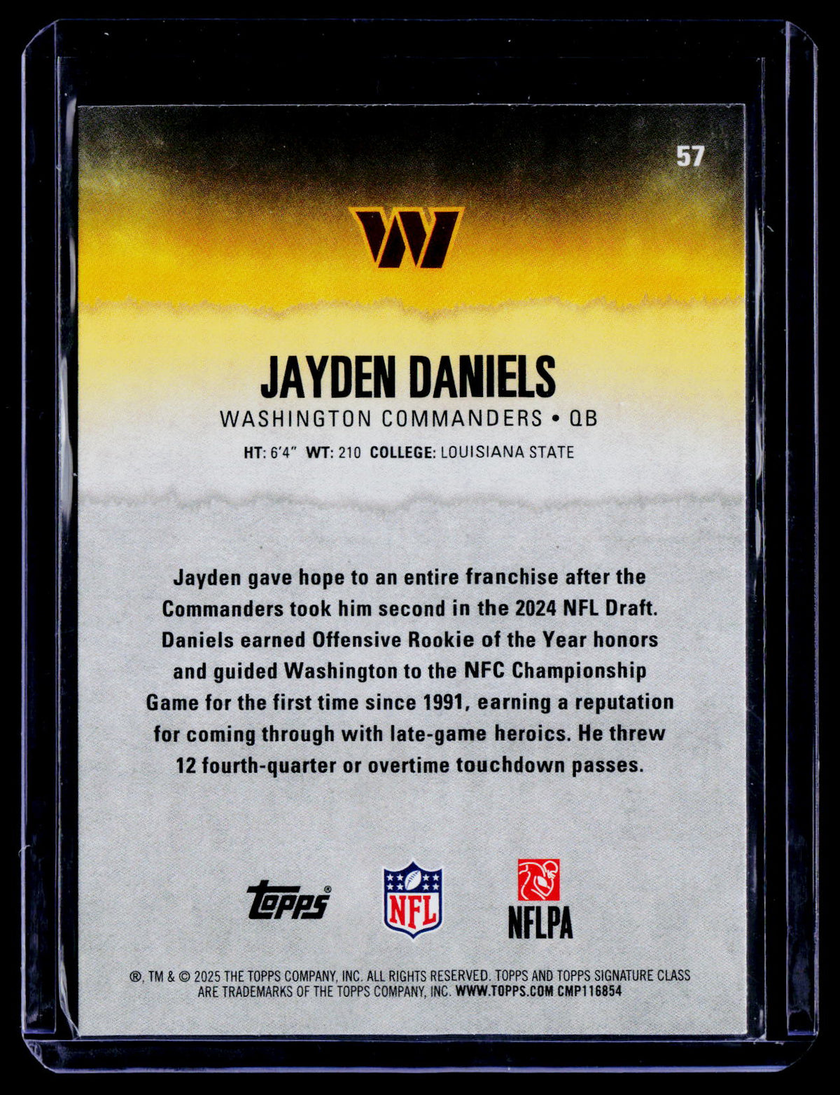 Jayden Daniels 2025 Topps Signature Class 57 Washington Commanders