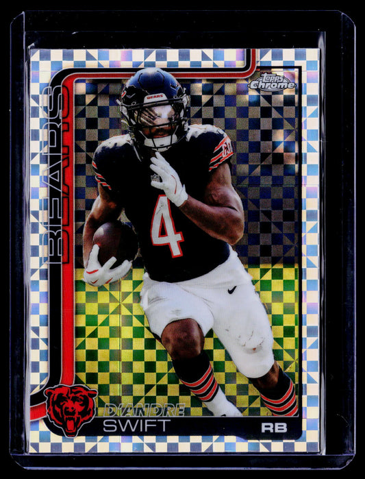 D'Andre Swift 2025 Topps Chrome 53 X-Fractor Chicago Bears
