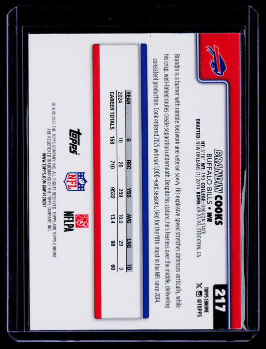 Brandin Cooks 2025 Topps Chrome 217 X-Fractor Buffalo Bills