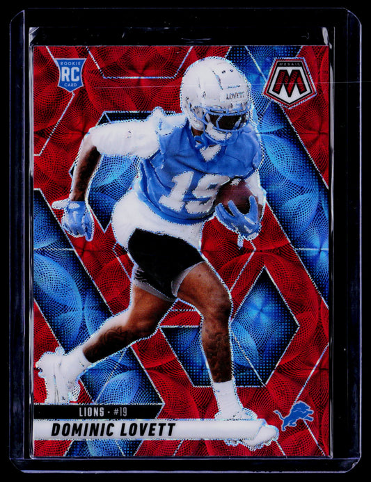 Dominic Lovett 2025 Panini Mosaic 363 Mosaic Red RC RC Detroit Lions