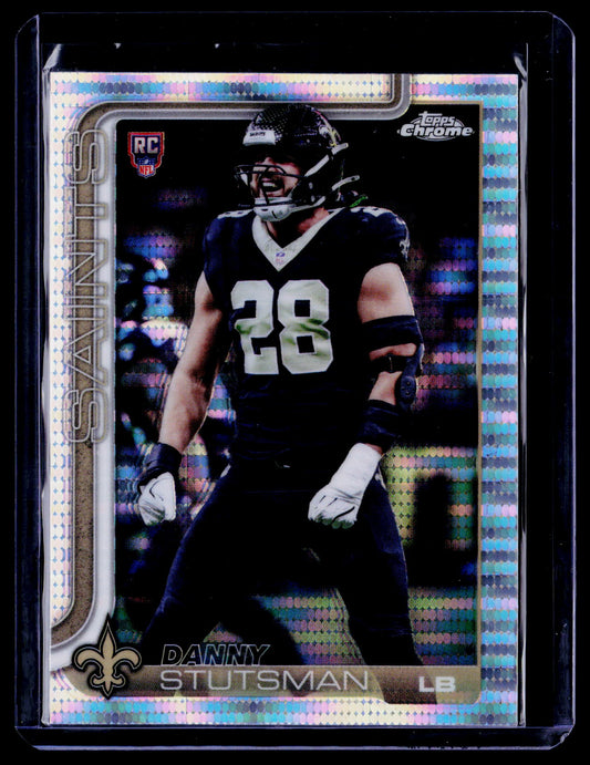 Danny Stutsman 2025 Topps Chrome 373 Pulsar Refractor RC RC New Orleans Saints