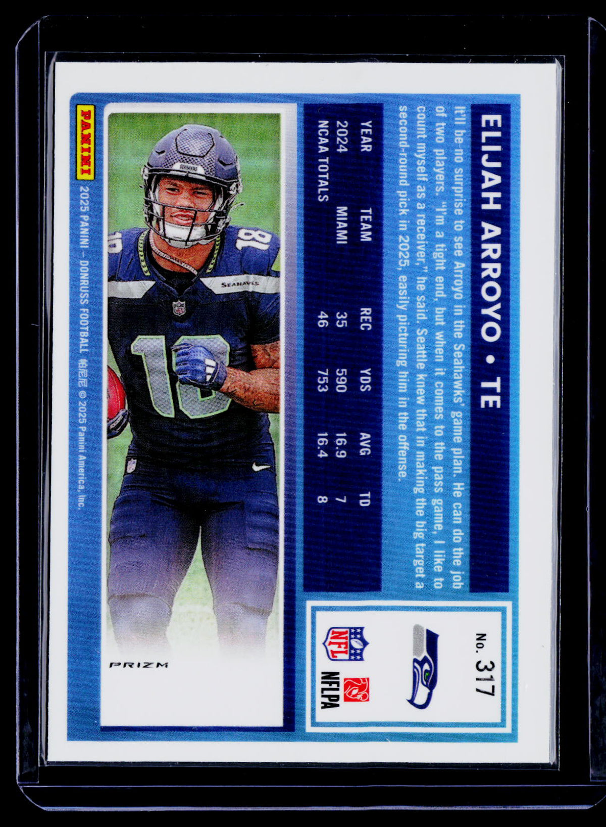 Elijah Arroyo 2025 Donruss 317 Optic Rated Rookies Preview Pink RC Seahawks