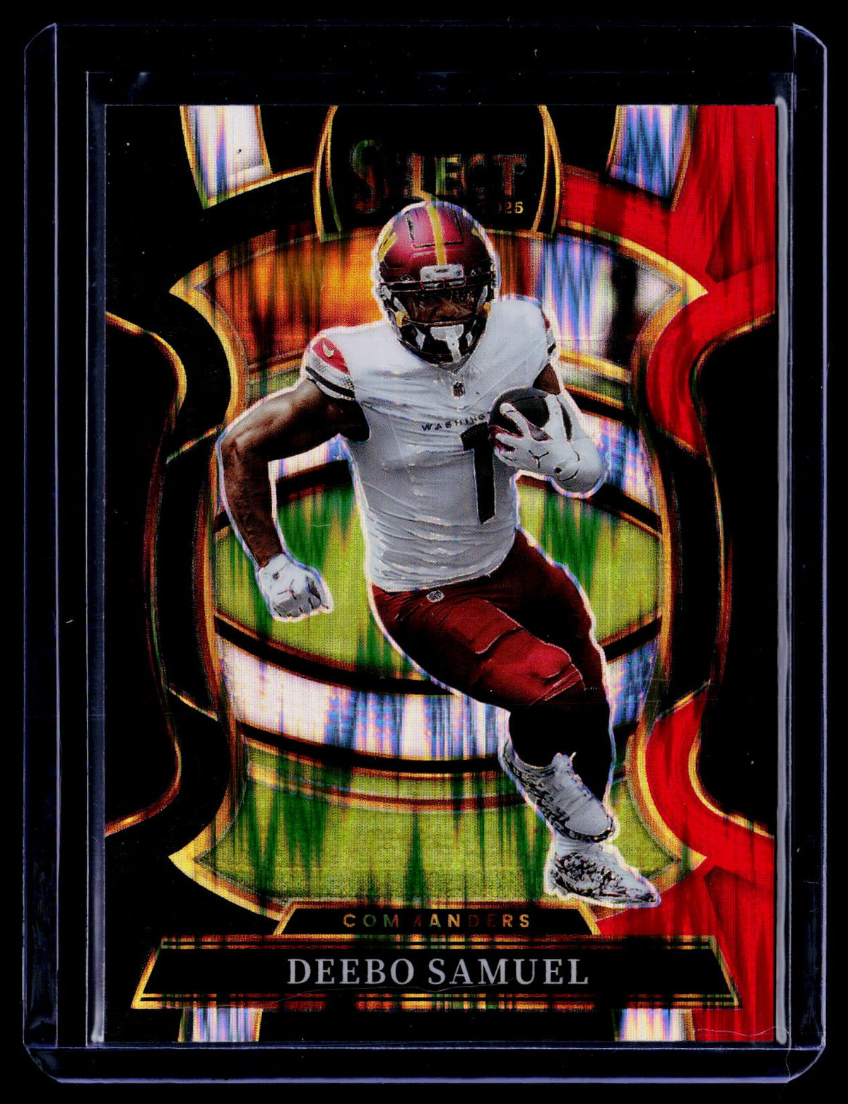 Deebo Samuel 2025 Panini Select 87 Red and Blue Prizm Shock Commanders