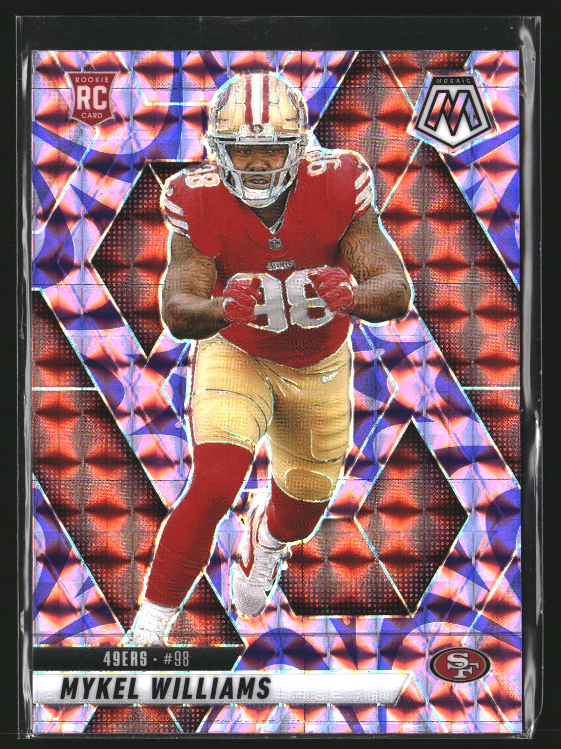 Mykel Williams 2025 Panini Mosaic 307 Mosaic Reactive Purple RC 49ers
