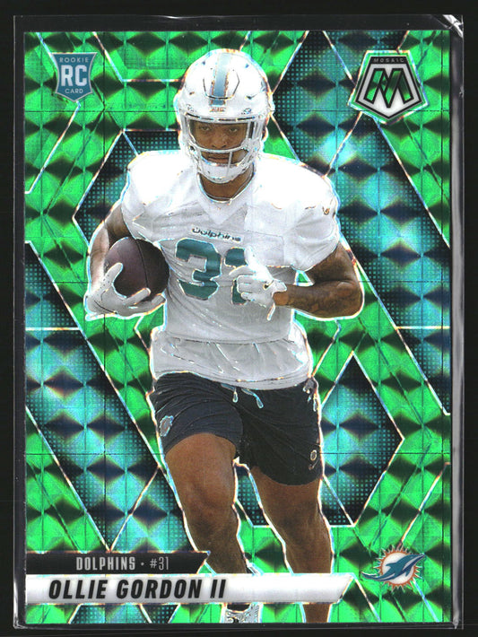 Ollie Gordon II 2025 Panini Mosaic 310 Mosaic Green RC RC Miami Dolphins