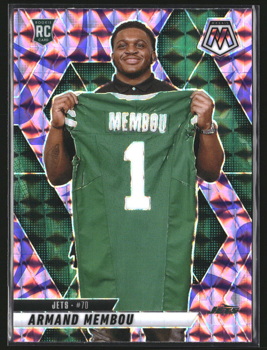 Armand Membou 2025 Panini Mosaic 358 Mosaic Reactive Purple RC RC New York Jets