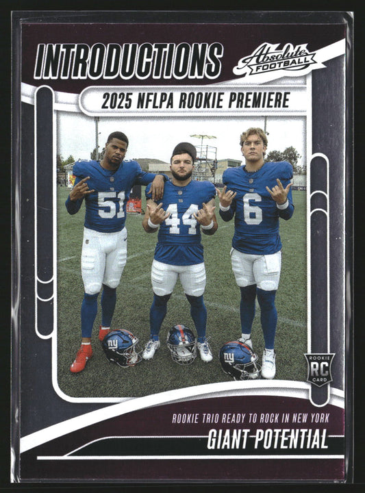 Giant Potential 2025 Panini Absolute I-CSO Introductions New York Giants