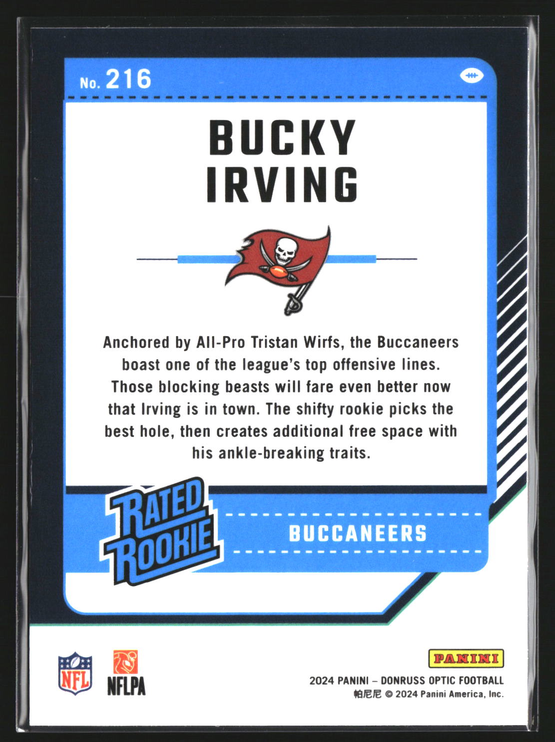 Bucky Irving 2024 Donruss Optic 216 RC RC Tampa Bay Buccaneers