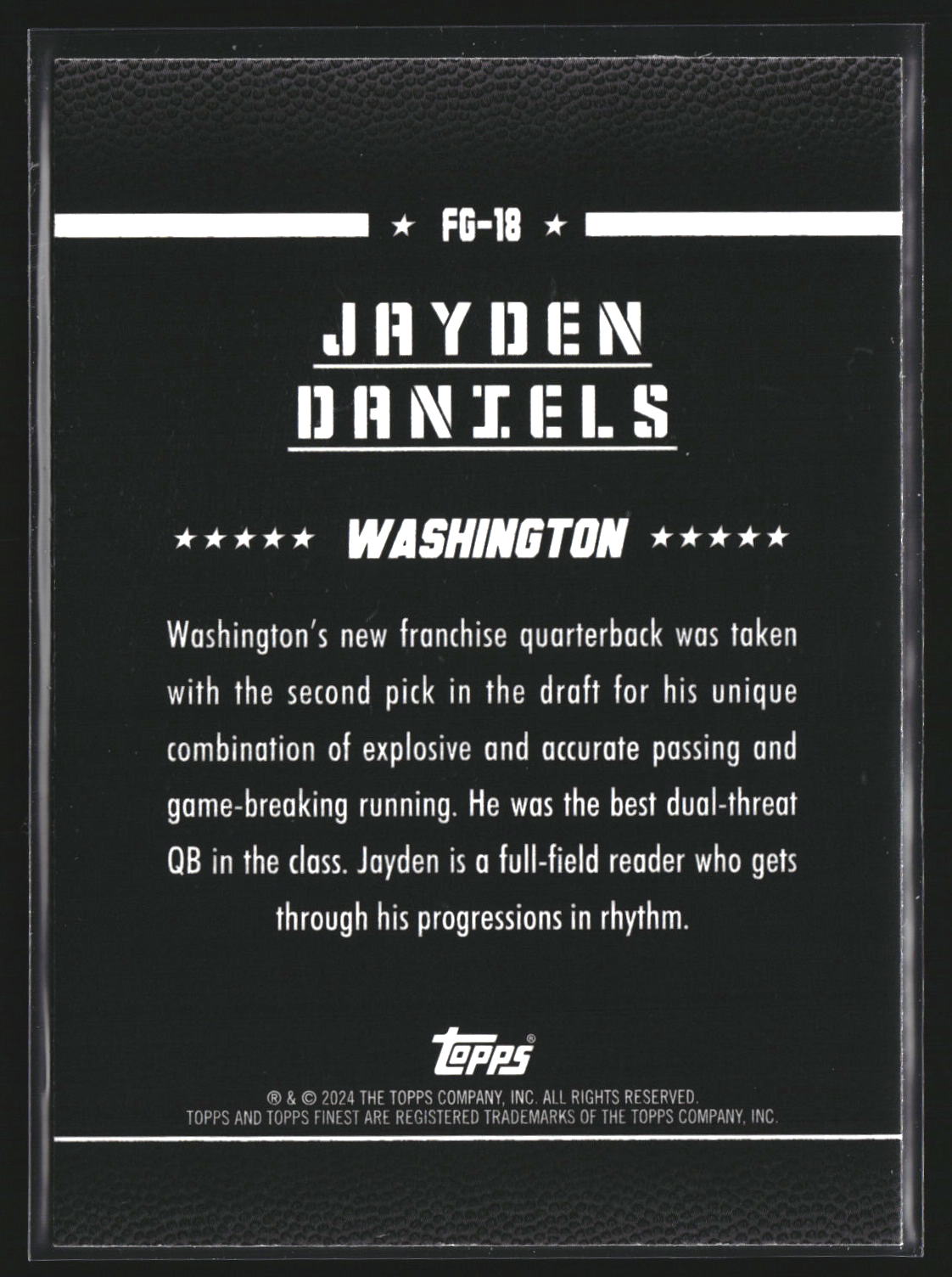 Jayden Daniels 2024 Finest FG-18 Field Generals Washington Commanders