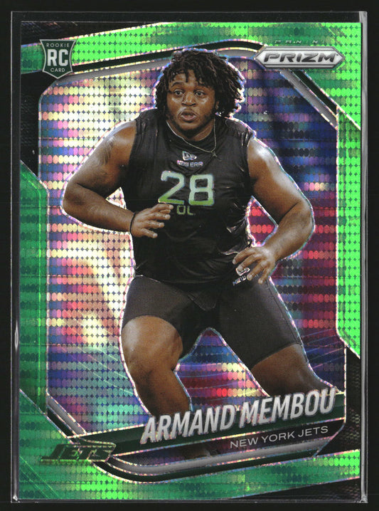 Armand Membou 2025 Panini Prizm 357 Neon Green Pulsar New York Jets