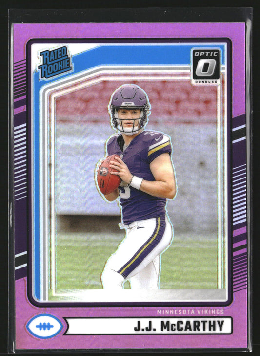 J.J. McCarthy 2024 Donruss 303 Optic Rated Rookies Preview Pink RC Vikings