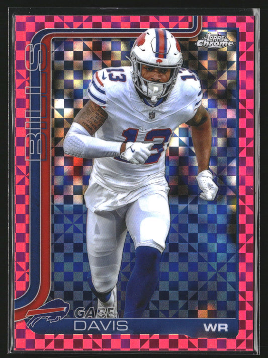 Gabe Davis 2025 Topps Chrome 142 Hot Pink X-Fractor Buffalo Bills
