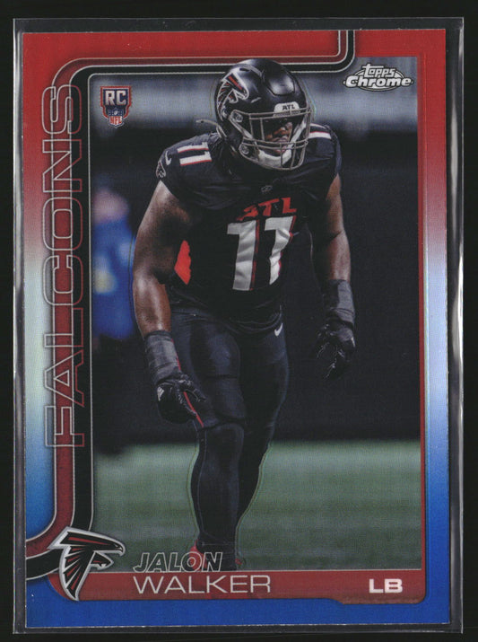 Jalon Walker 2025 Topps Chrome 354 Red White and Blue Refractor RC Falcons