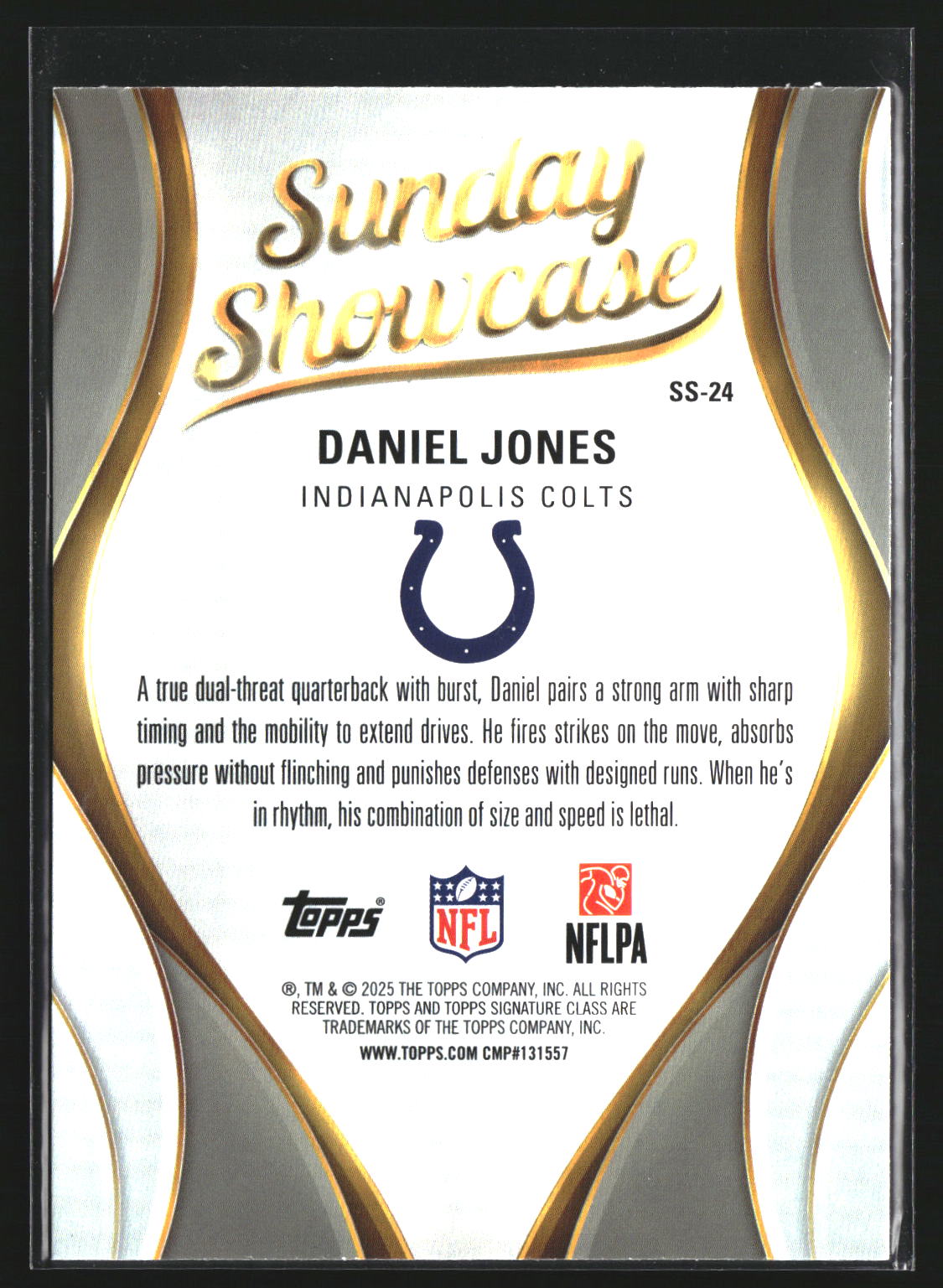 Daniel Jones 2025 Topps Signature Class SS-24 Sunday Showcase Indianapolis Colts