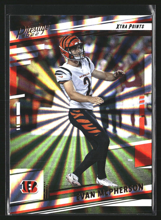 Evan McPherson 2022 Panini Prestige 65 Xtra Points Sunburst Cincinnati Bengals