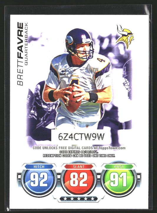 Brett Favre 2010 Topps Attax NNO Code Cards Minnesota Vikings