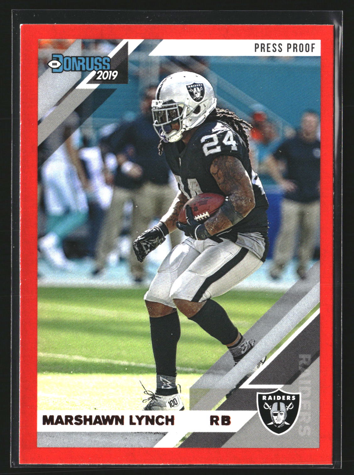Marshawn Lynch 2019 Donruss 195 Press Proof Red Oakland Raiders
