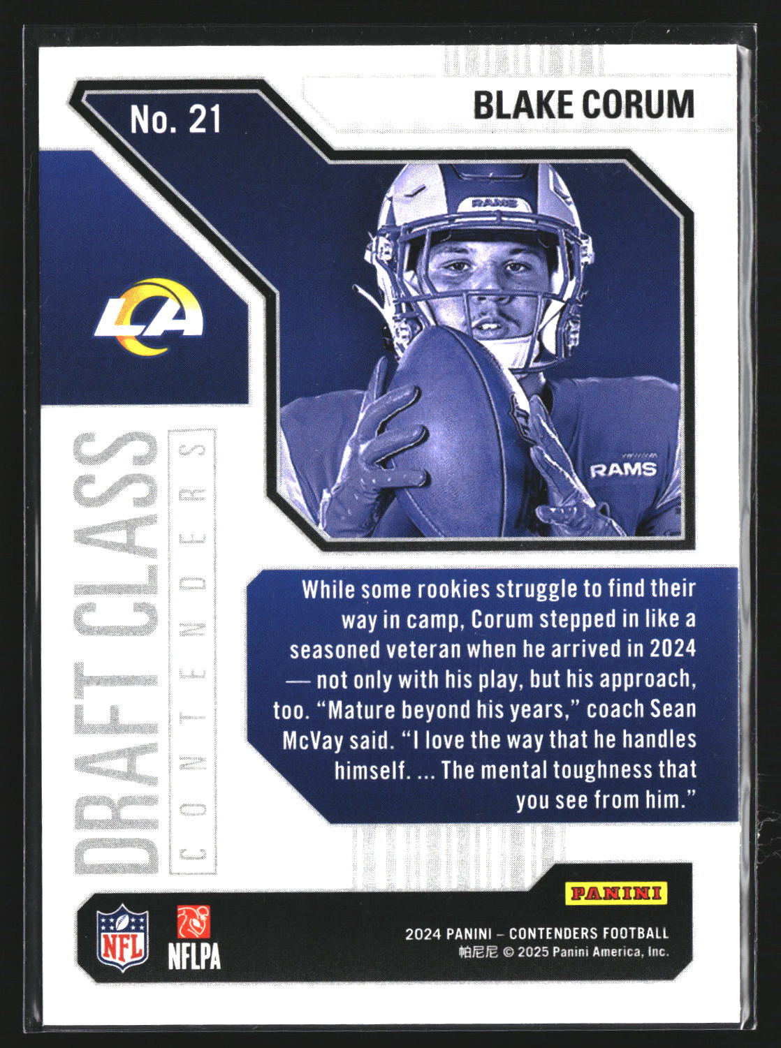 Blake Corum 2024 Panini Contenders 21 Draft Class Contenders Los Angeles Rams
