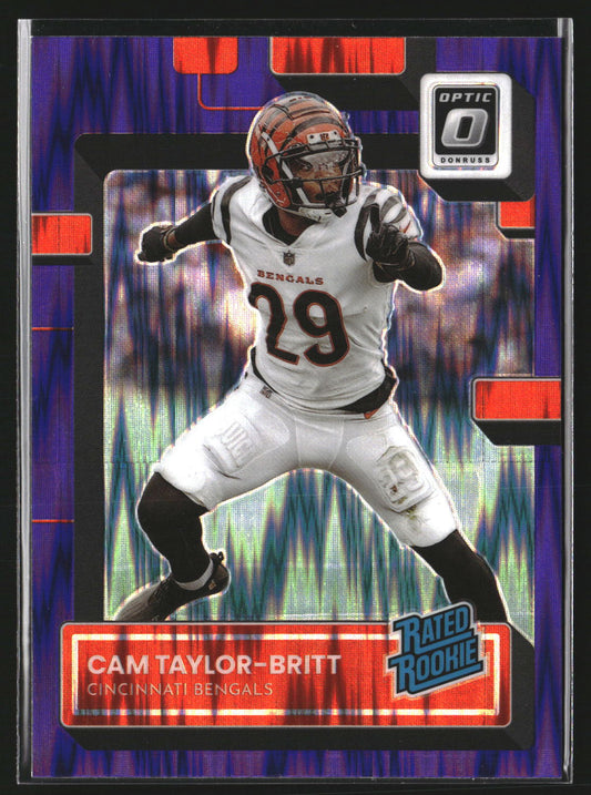 Cam Taylor-Britt 2022 Donruss Optic 271 Purple Shock RC RC Cincinnati Bengals