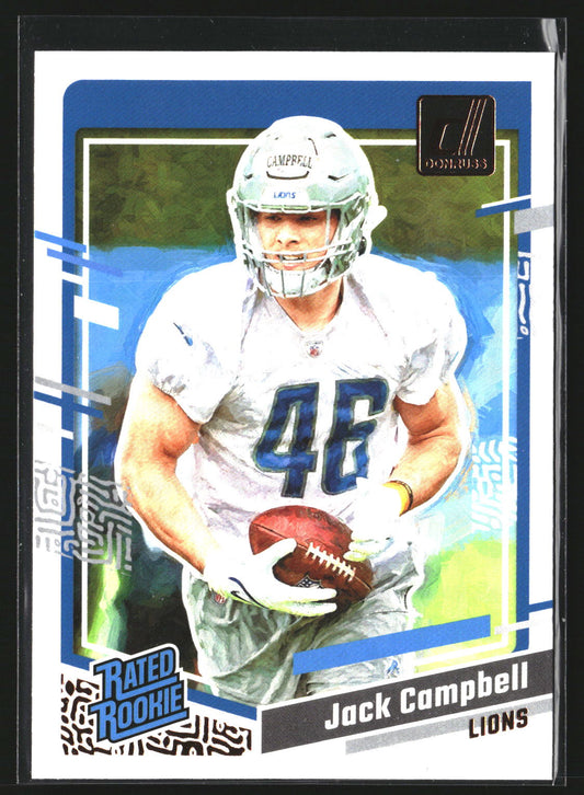 Jack Campbell 2023 Donruss 49 Rated Rookie Portrait Detroit Lions