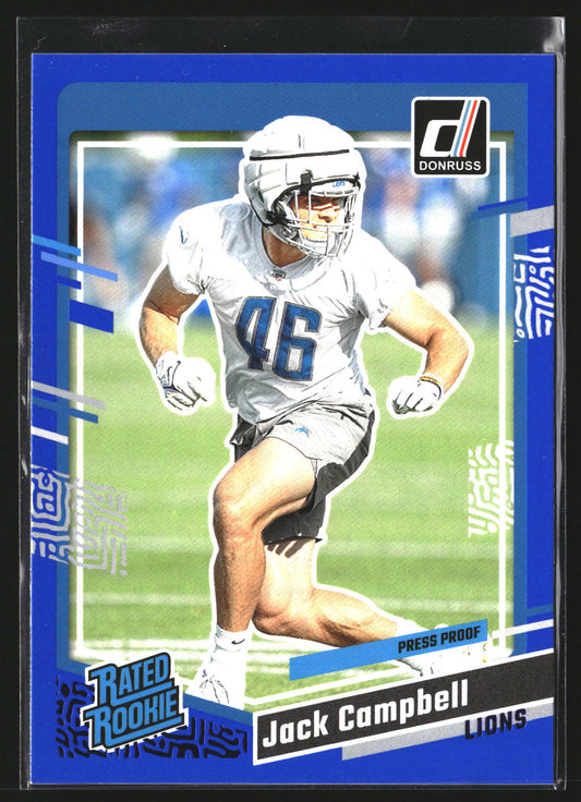 Jack Campbell 2023 Donruss 330 Press Proof Blue RC RC Detroit Lions