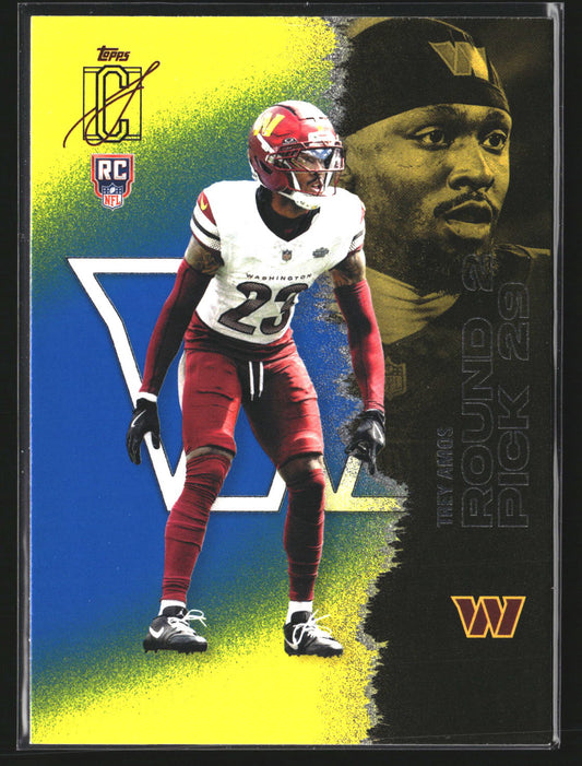 Trey Amos 2025 Topps Signature Class 156 Blue & Yellow RC Commanders