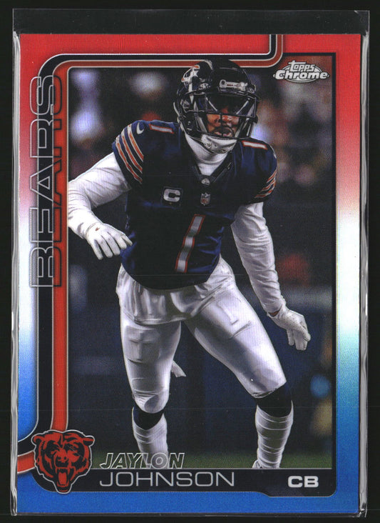 Jaylon Johnson 2025 Topps Chrome 57 Red White and Blue Refractor Chicago Bears