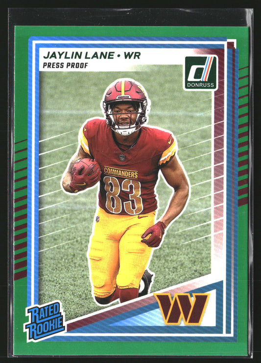 Jaylin Lane 2025 Donruss 335 Press Proofs Green RC RC Washington Commanders