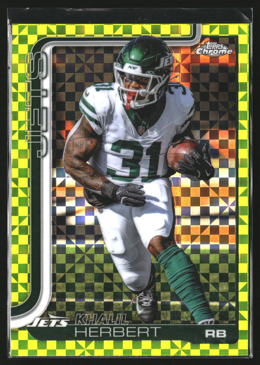 Khalil Herbert 2025 Topps Chrome 131 Lime Green X-Fractor New York Jets