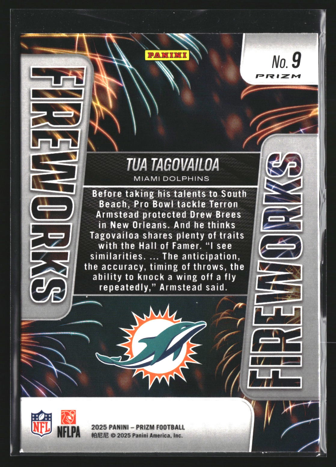 Tua Tagovailoa 2025 Panini Prizm 9 Fireworks Green Ice Miami Dolphins