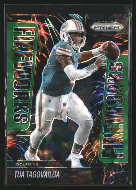 Tua Tagovailoa 2025 Panini Prizm 9 Fireworks Green Ice Miami Dolphins