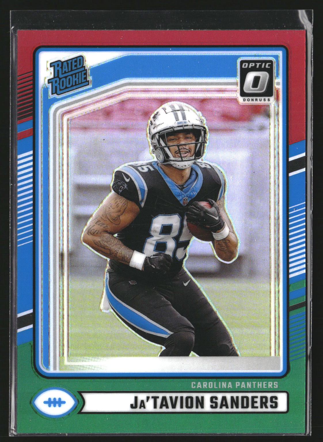 Ja'Tavion Sanders 2024 Donruss 317 Optic Rated Red and Green RC Panthers