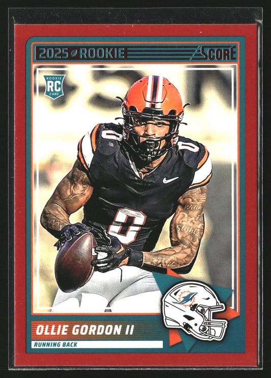 Ollie Gordon II 2025 Score 10 Red RC RC Miami Dolphins