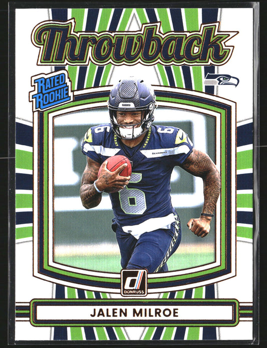 Jalen Milroe 2025 Donruss 18 Rated Rookies Throwback Seattle Seahawks