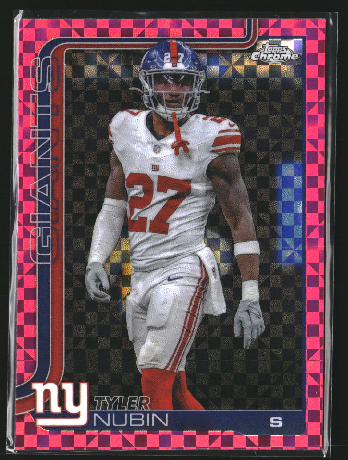Tyler Nubin 2025 Topps Chrome 231 Hot Pink X-Fractor New York Giants